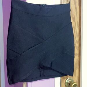 Black stretch bandage mini skirt
